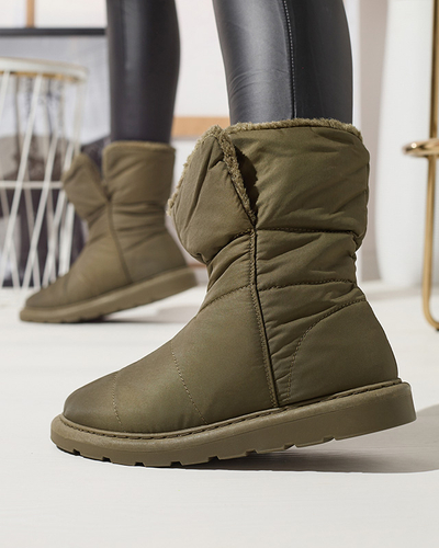 Темно-зелені жіночі черевики а-ля снігоступи Kalioli- Footwear