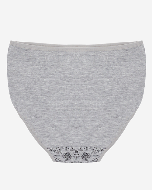Сірі жіночі трусики, квіткові трусики із завищеною талією. PLUS SIZE - Нижня білизна