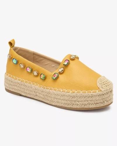 Žluté dámské espadrilky s krystaly Ziennie - Obuv