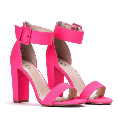 Różowe neonowe sandałki na słupku Katiea - Obuwie