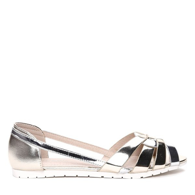 Złoto-srebrne balerinki wykonane z eko skóry- Obuwie