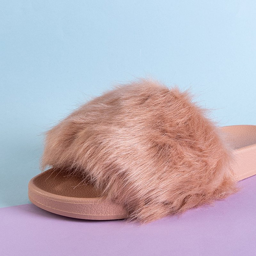 Темно-рожеві жіночі шльопанці з хутром Danita