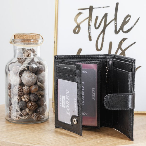 Чорний чоловічий гаманець на ґудзику - Гаманець