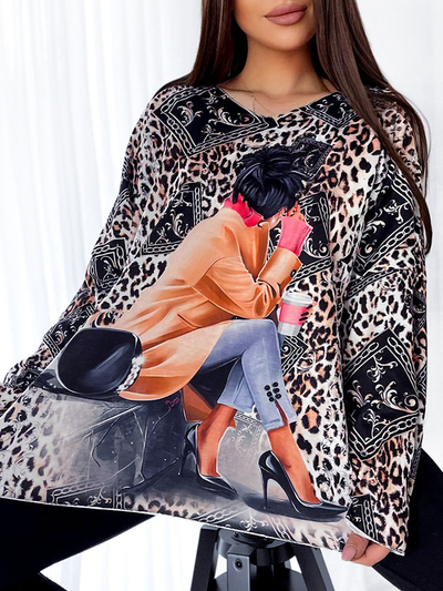 Royalfashion Чорно-біла жіноча блуза з модним принтом