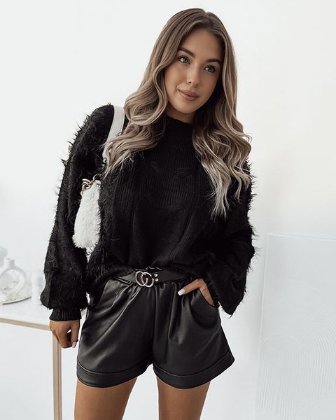 Royalfashion Černý dámský svetr s přehozem