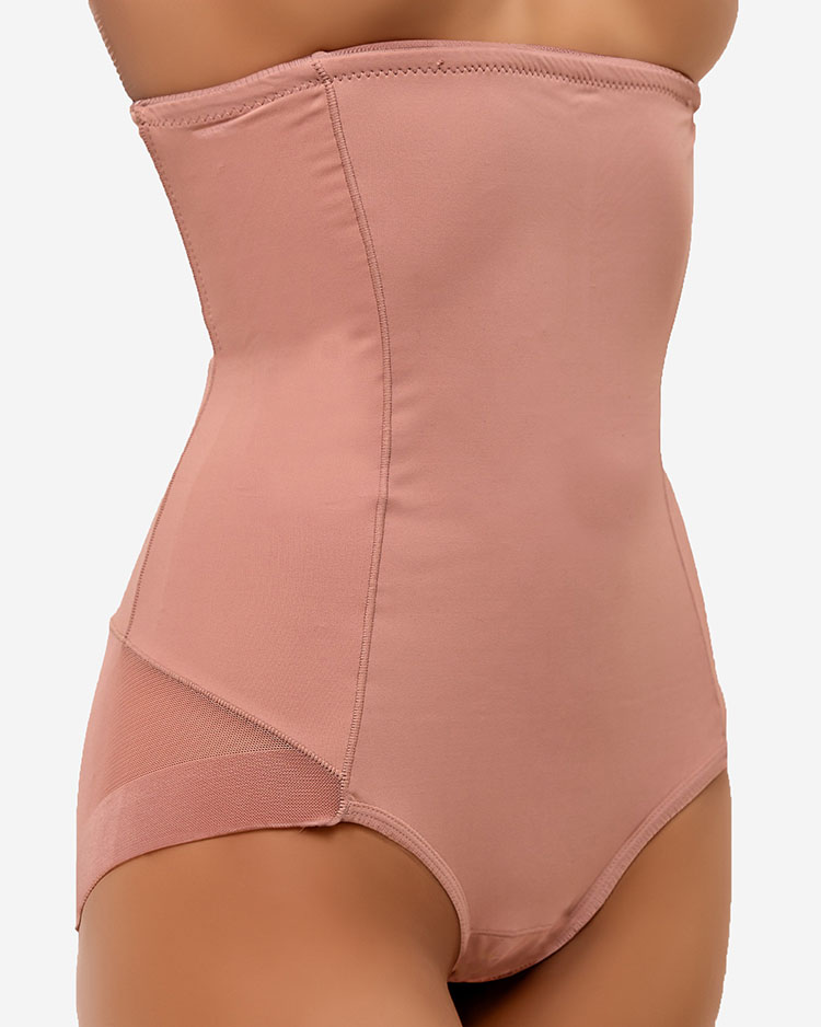 Royalfashion Tmavě růžové dámské modelující kalhotky s vysokým pasem