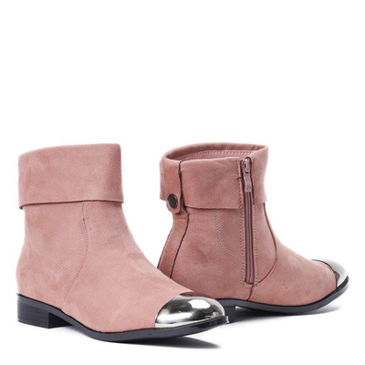 Różowe sztyblety z metalicznym noskiem Yoon- Obuwie