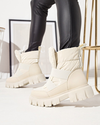 Жіночі снігоступи на плоскій підошві бежевого кольору Ferory- Footwear