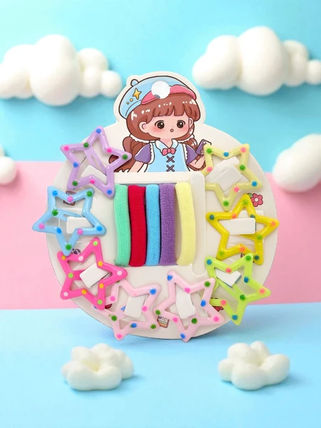 Sada barevných sponek a gumiček do vlasů pro děti