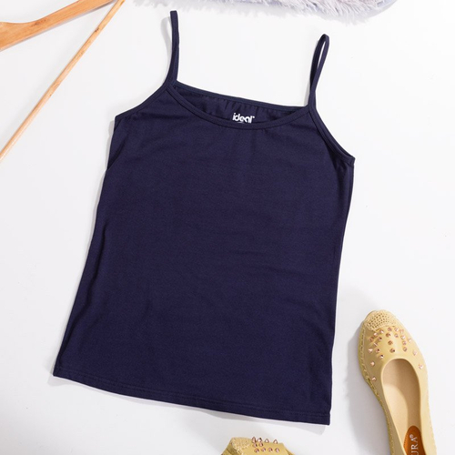 Dámský tmavomodrý top s tenkými popruhy PLUS SIZE - Oblečení