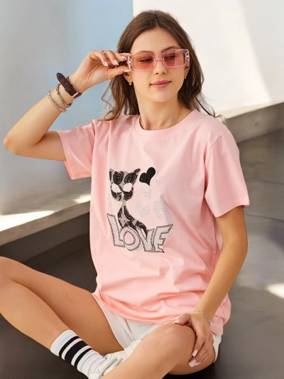 Royalfashion Dámské bavlněné tričko Cat Love