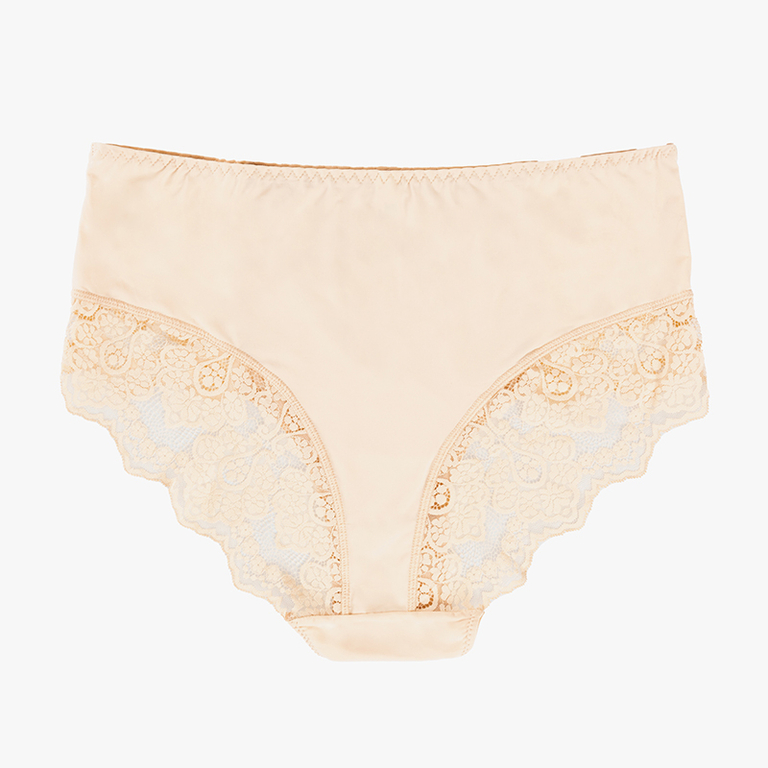 Béžové dámské kalhotky s krajkou PLUS VELIKOST - Spodní prádlo