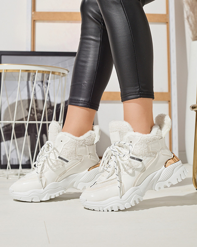 Білі жіночі спортивні кросівки з хутром Sagglo- Footwear