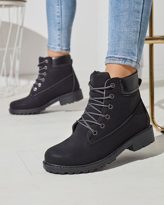 Dámské zateplené traperky v černé barvě Fanhet- Footwear