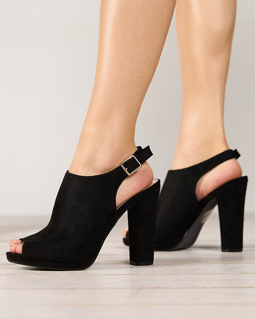 Чорні жіночі босоніжки на високій стійкі Veteri - Туфлі