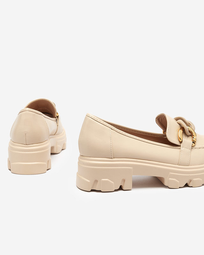 Béžové dámské boty se silnou podrážkou se zdobením Simero - Obuv