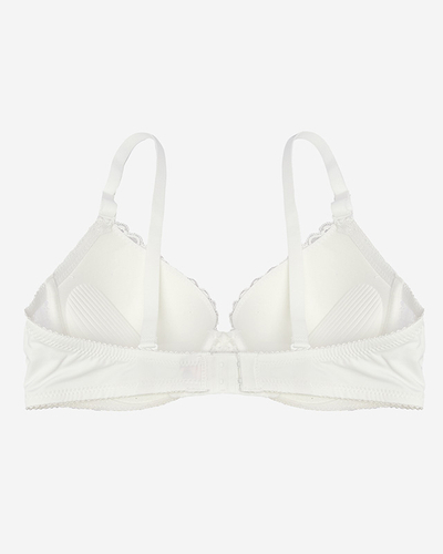 Krémová dámská push-up podprsenka zdobená krajkou- Spodní prádlo