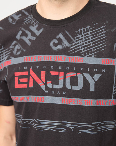Pánské černé tričko s nápisem ENJOY- Clothing