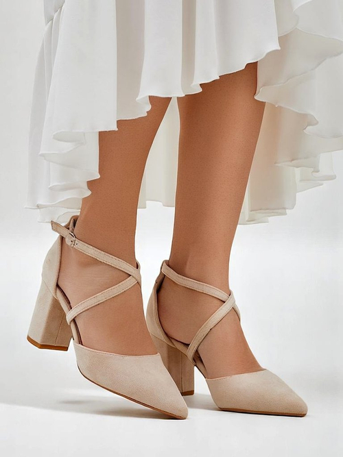 Royalfashion жіночі еко-замшеві туфлі на підборах з ремінцями Kanastru