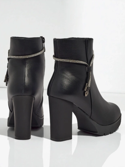 Dámské kotníkové boty z eko kůže na sloupku Marellin