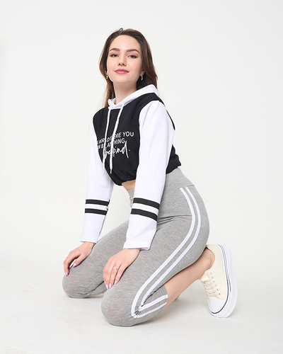 Šedé dámské legíny s pruhy - Oblečení