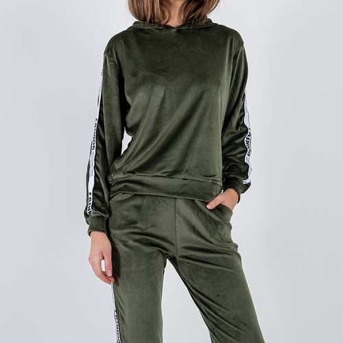 Темно-зелений жіночий спортивний костюм з лампасами - Одяг