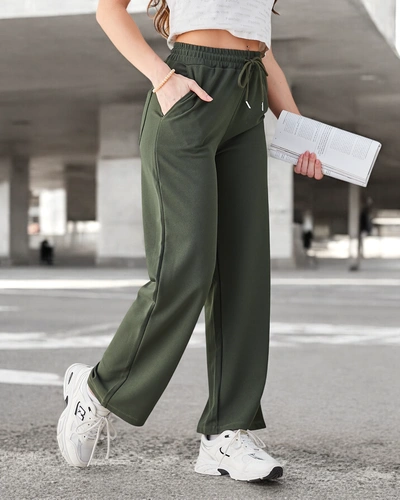 Royalfashion Jednoduché dámské kalhoty s tkaničkou