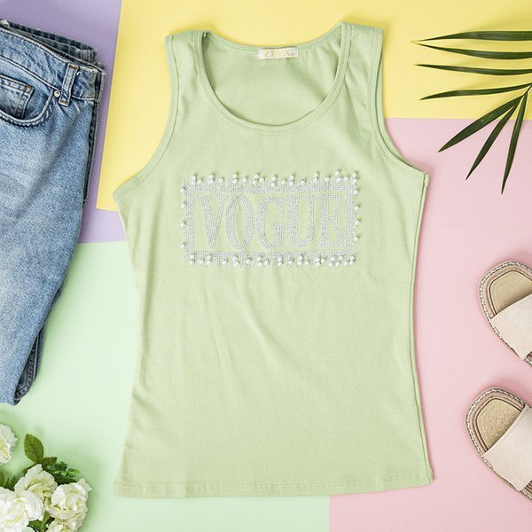 Зелений жіночий топ зі стразами