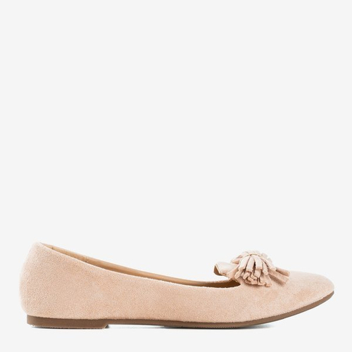 Світло-рожеві жіночі балетки з бахромою Fralise