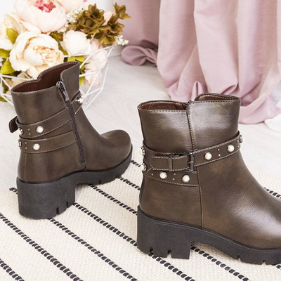 Коричневі черевики з перлами Tasia - Взуття