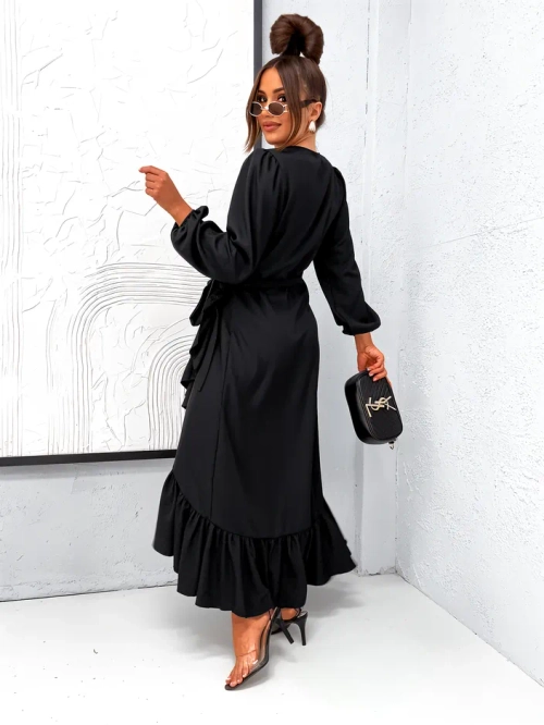 Royalfashion Зав'язане жіноче міді-сукня з рюшем