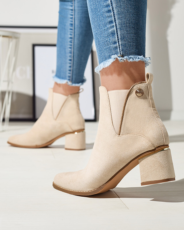 Dámské nízké kozačky na jehle v barvě ecru Xizia - Obuv