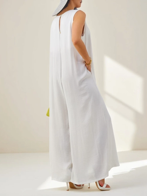 Artemisia Eleganza – білий жіночий комбінезон максі з віскози на бретельках