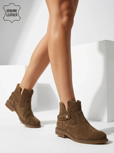 Ažurové dámské boty z přírodní kůže Unimi