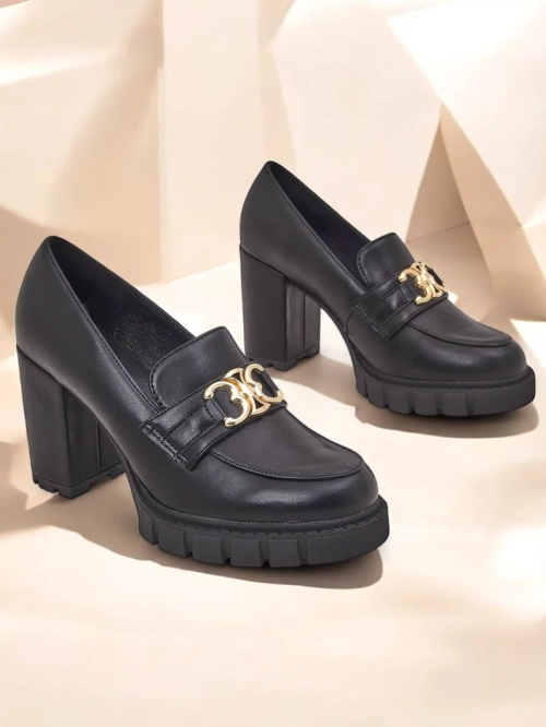 Жіночі туфлі Nero Aurora на підборах із золотою пряжкою, екошкіра