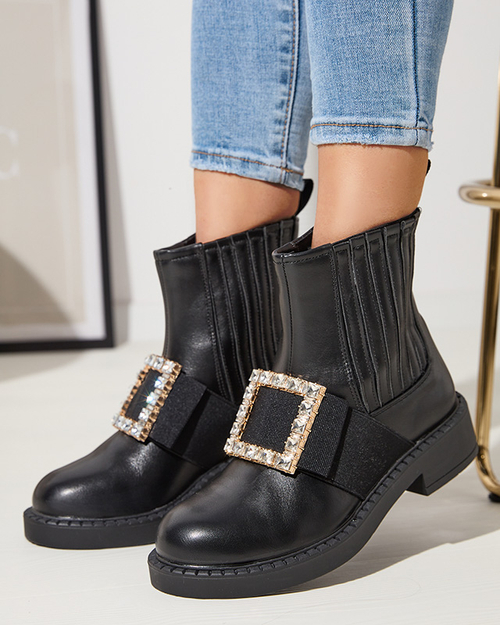 Чорні жіночі ботильйони з орнаментом Zenata - Взуття