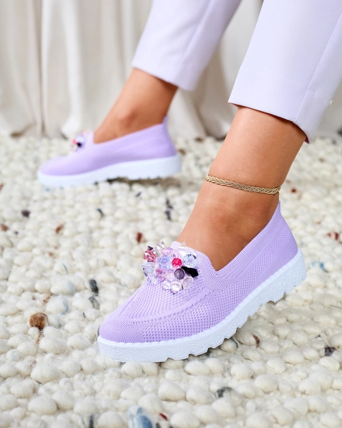 Royalfashion Фіолетові жіночі декоровані напівшльопанці Enweta