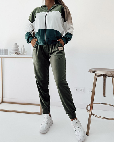 Жіночий смугастий світшот Royalfashion темно-зеленого кольору