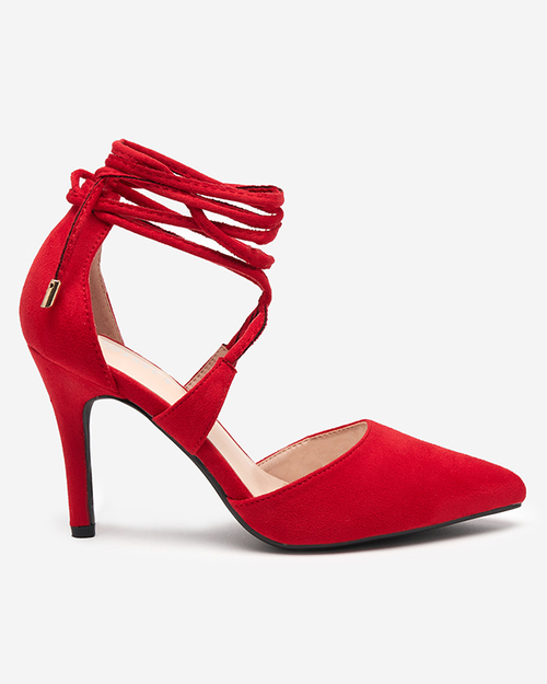 Червоні жіночі туфлі на підборах з обв'язкою щиколотки Azunis - Туфлі