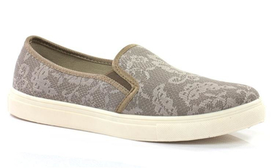 Szare sportowe tenisówki slip on w kwiaty Borona - Obuwie