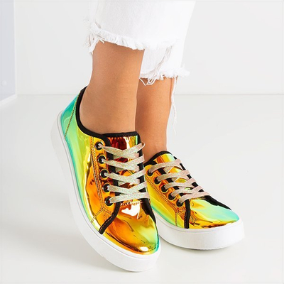 Zlaté holografické tenisky s platformou Vorden - obuv