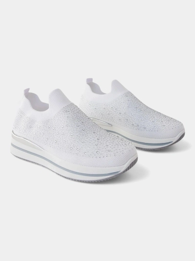 Royalfashion Жіночі тканинні спортивні туфлі без застібки з стразами Adeq