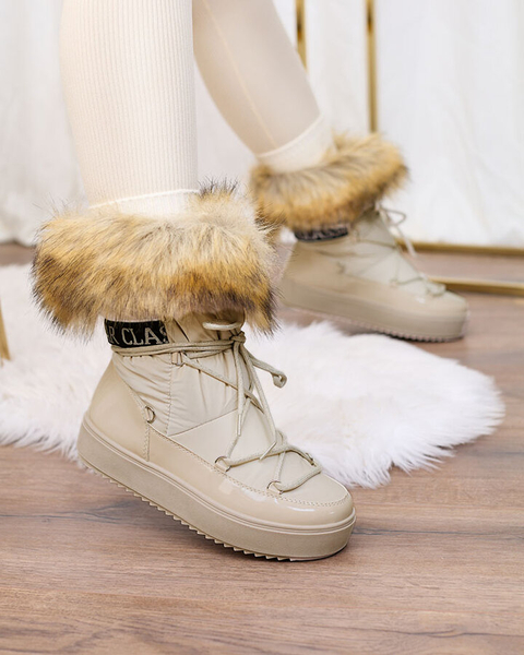 Royalfashion Béžové nazouvací boty a'la snow boots for women Gomllo