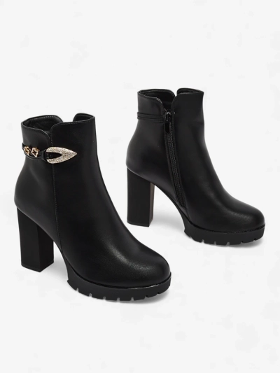 Dámské kotníkové boty z eko kůže na sloupku Sylvar