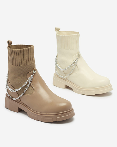 Чоботи жіночі світло-коричневі з верхом a'la sock Foldaf- Footwear