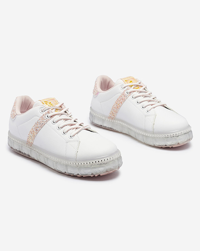 Жіночі спортивні кросівки білого кольору з рожевими вставками Asxa- Footwear