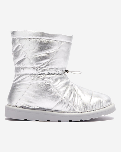 Сріблясті жіночі утеплені черевики а-ля снігоступи Kaliolen - Взуття