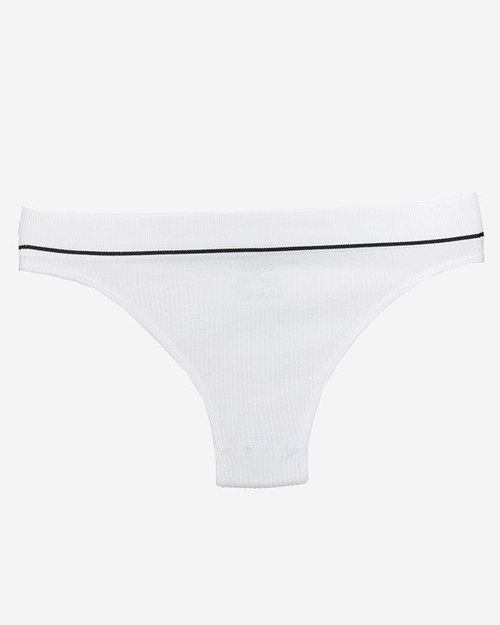 Жіночі білі трусики в рубчик зі спортивними написами - Нижня білизна