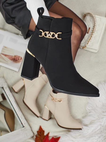 Dámské kotníkové boty eko semišové na sloupku Ostirena