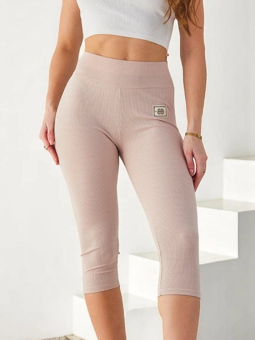 Royalfashion Жіночі рібровані бавовняні легінси 3/4